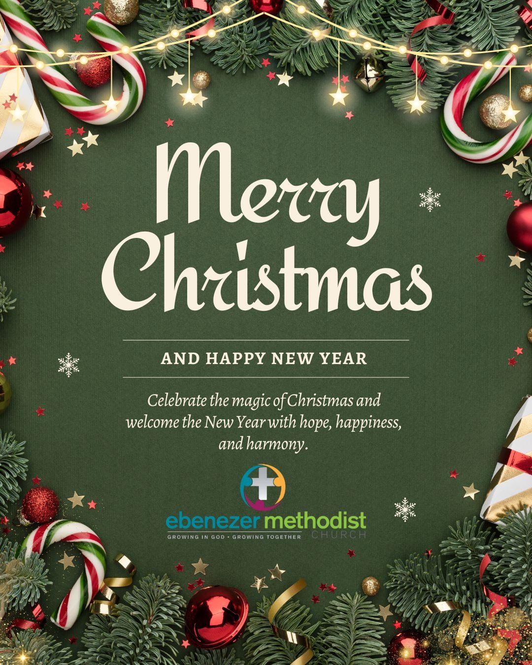 Green Beige Elegant Vintage Christmas New Year Greeting Instagram Post